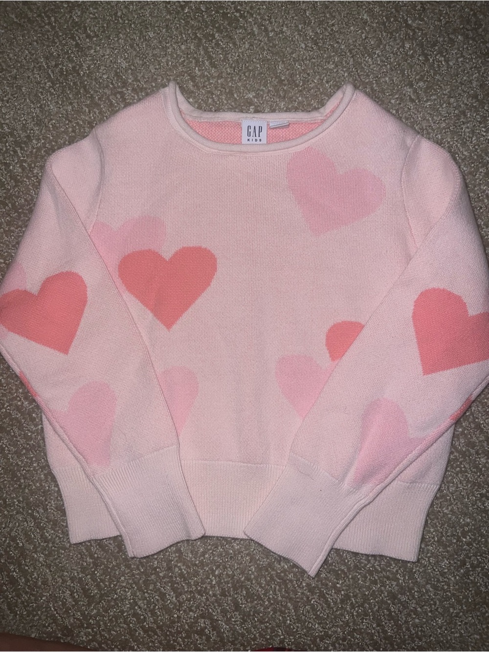 GAP Pink Heart Crewneck Sweater S (6/6x)